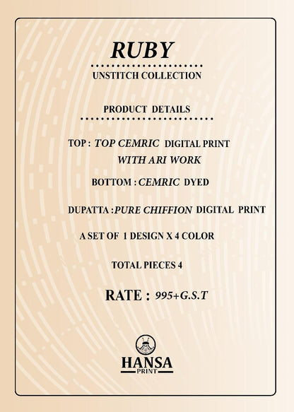 Ruby Hansa Prints Salwar Suits Exporter Gujarat