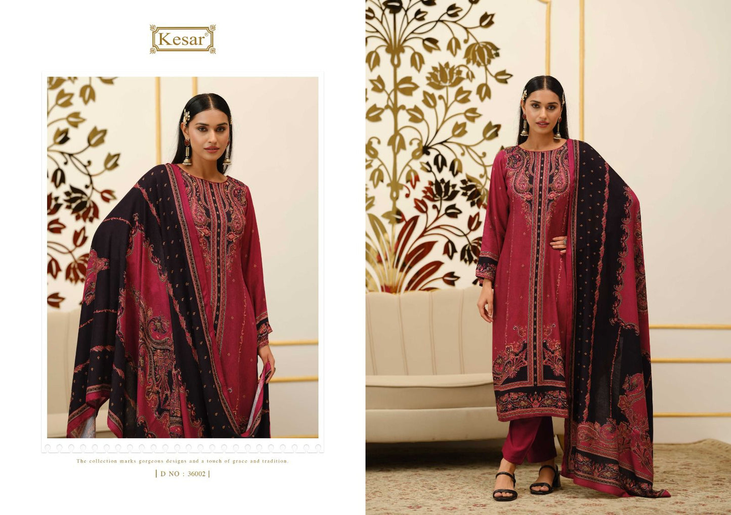 Ruby Kesar Pashmina Suits Supplier