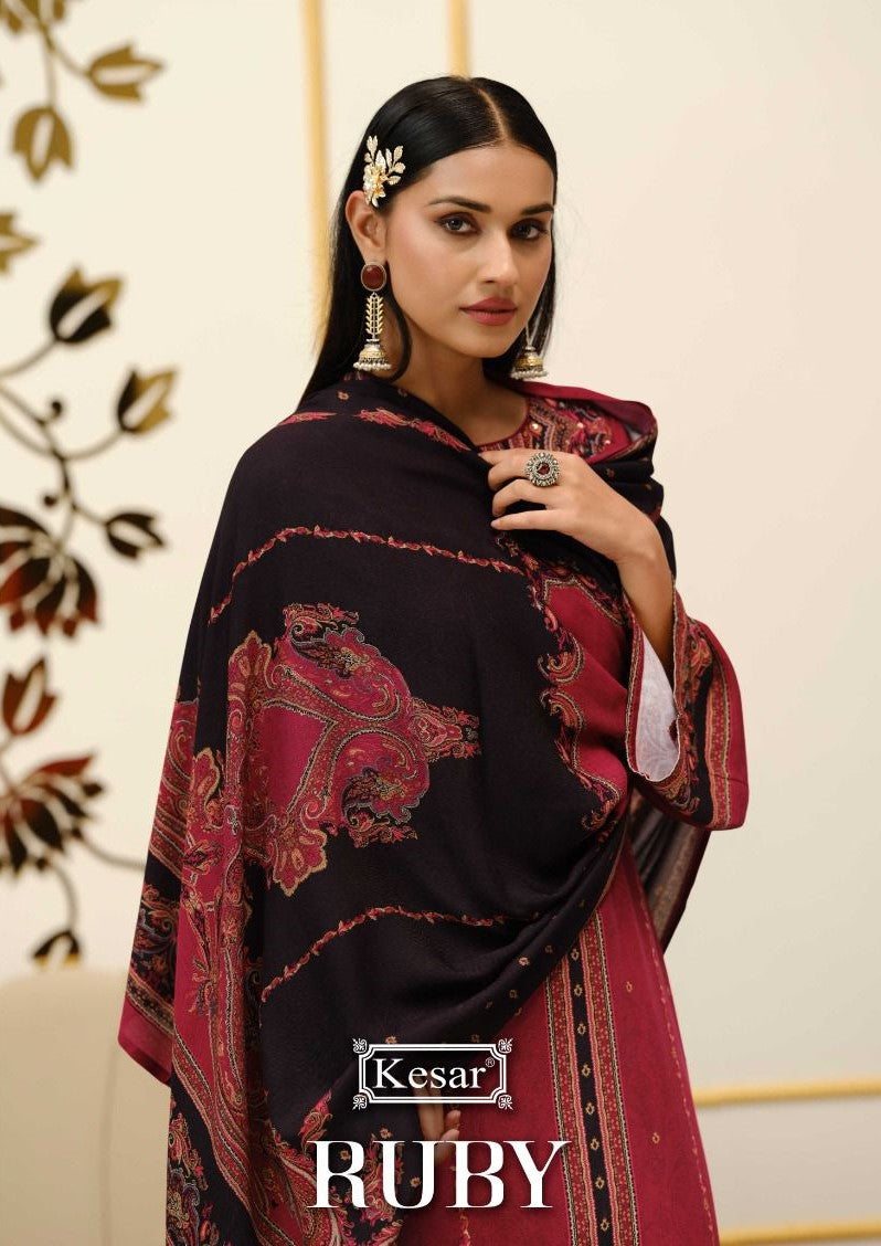 Ruby Kesar Pashmina Suits Supplier