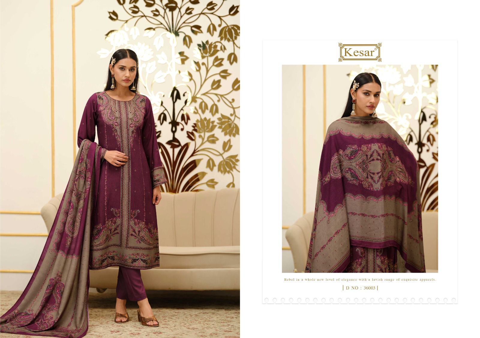 Ruby Kesar Pashmina Suits Supplier