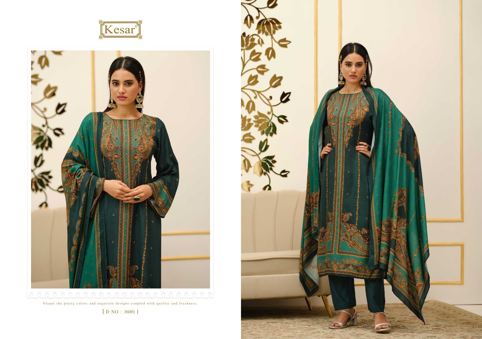 Ruby Kesar Pashmina Suits Supplier