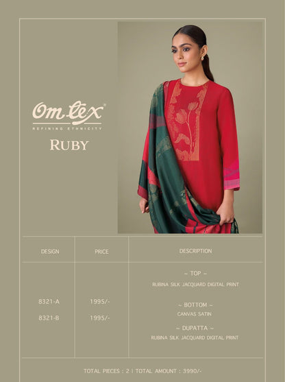 Ruby Omtex Silk Jacquard Pant Style Suits Wholesale Rate
