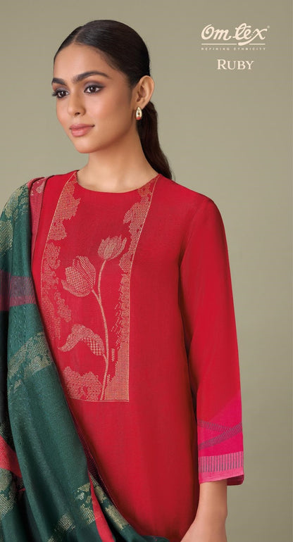 Ruby Omtex Silk Jacquard Pant Style Suits Wholesale Rate