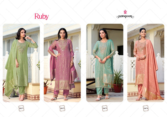 Ruby Rangoon Organza Readymade Pant Style Suits Manufacturer Gujarat
