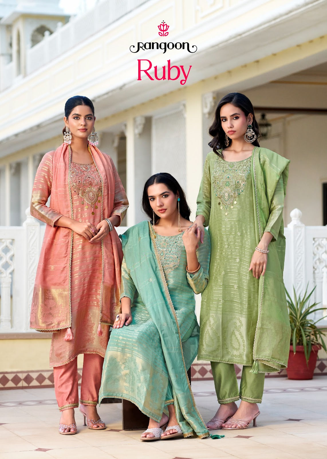 Ruby Rangoon Organza Readymade Pant Style Suits Manufacturer Gujarat