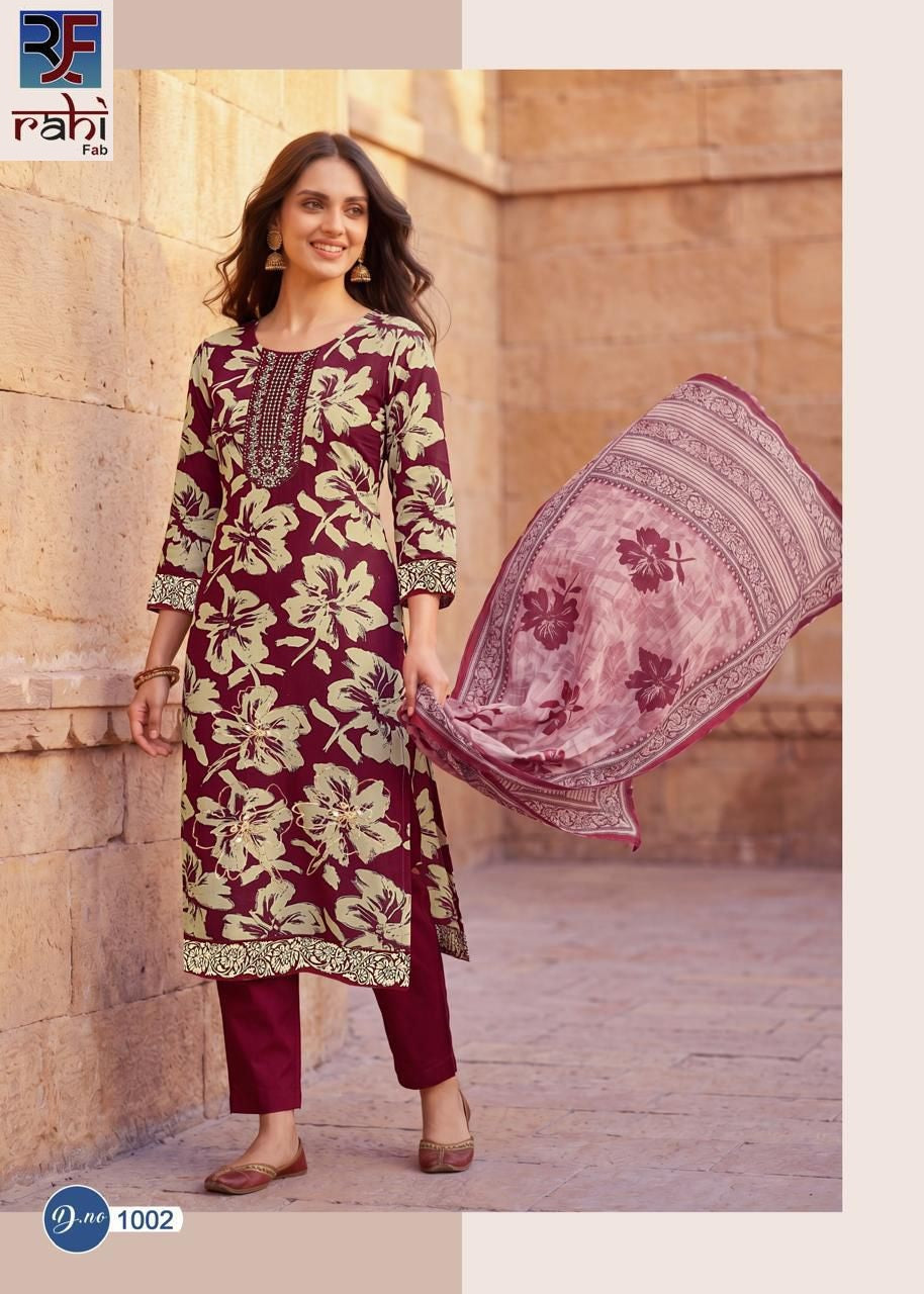 Ruby Rose Vol 1 Rahi Fab Cambric Karachi Salwar Suits Wholesaler India