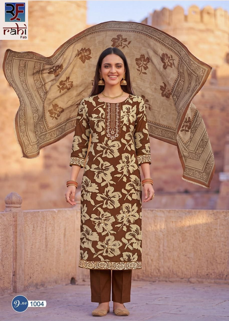 Ruby Rose Vol 1 Rahi Fab Cambric Karachi Salwar Suits Wholesaler India