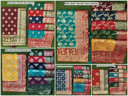 Ruby Satin Saroski Saroj Sarees Exporter