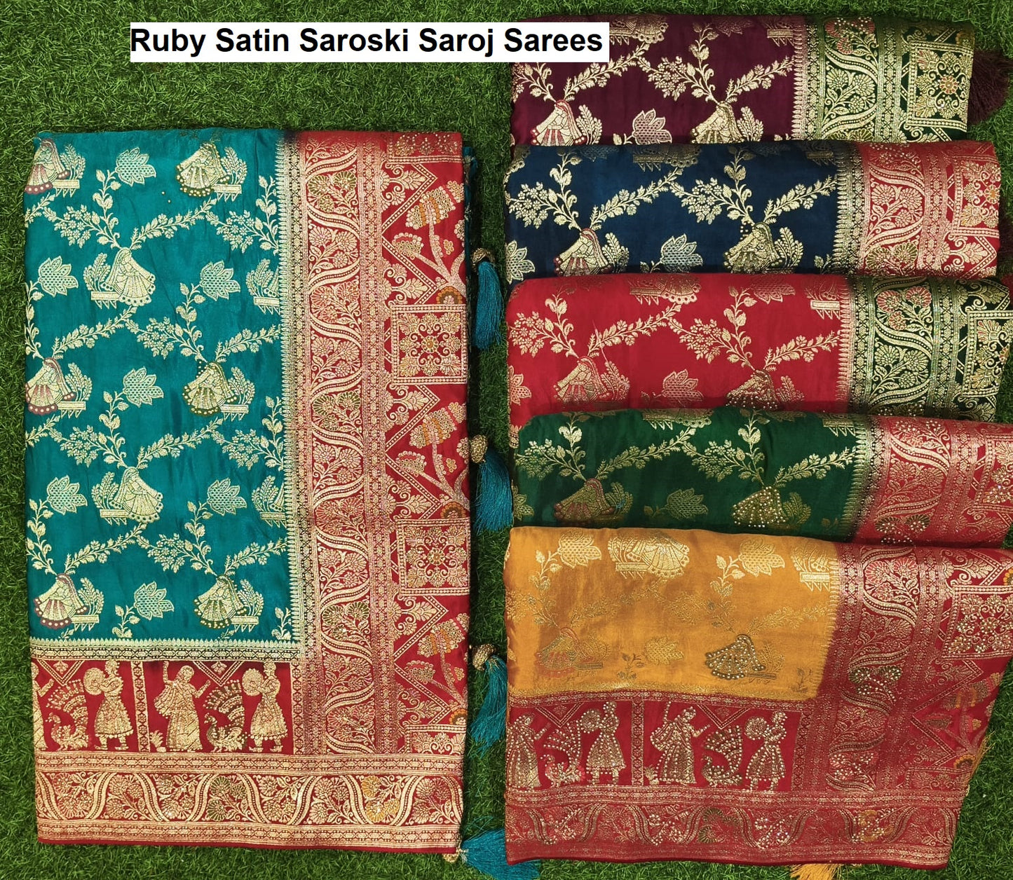 Ruby Satin Saroski Saroj Sarees Exporter
