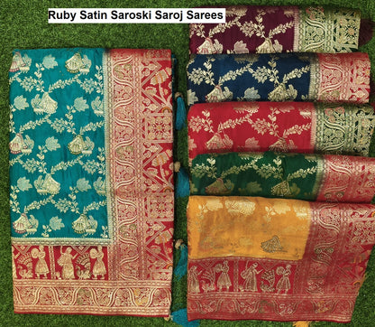 Ruby Satin Saroski Saroj Sarees Exporter