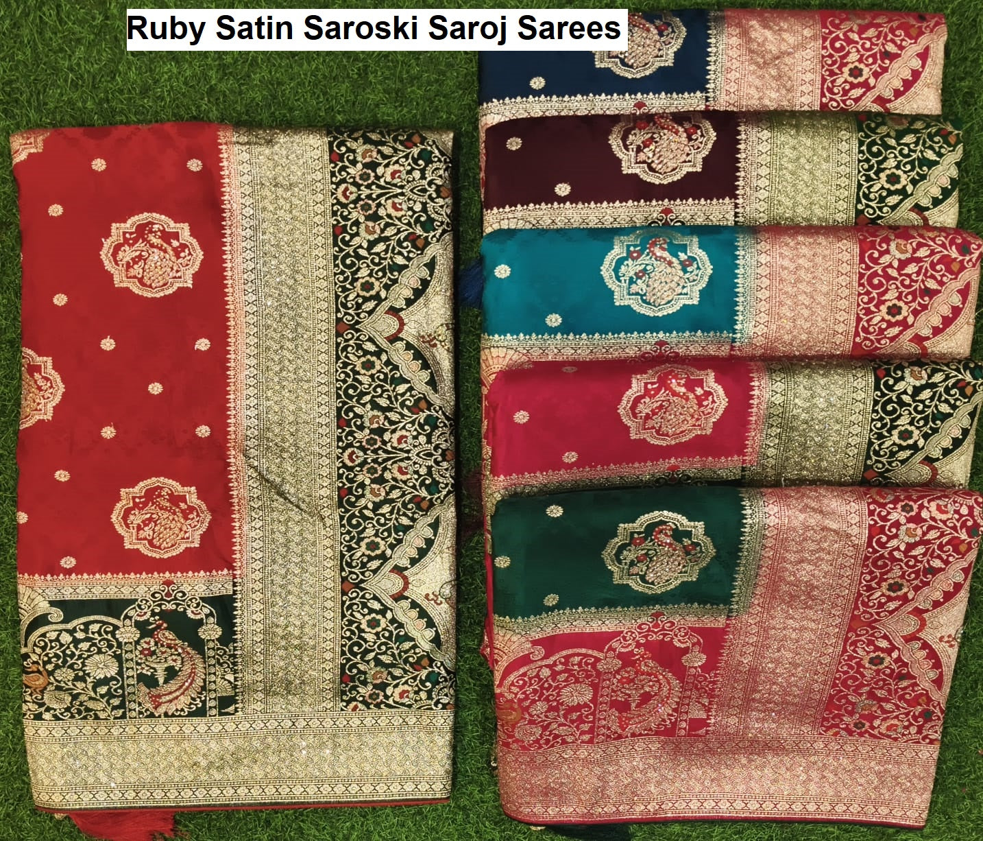 Ruby Satin Saroski Saroj Sarees Exporter