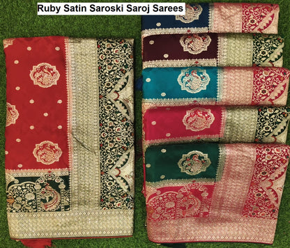 Ruby Satin Saroski Saroj Sarees Exporter