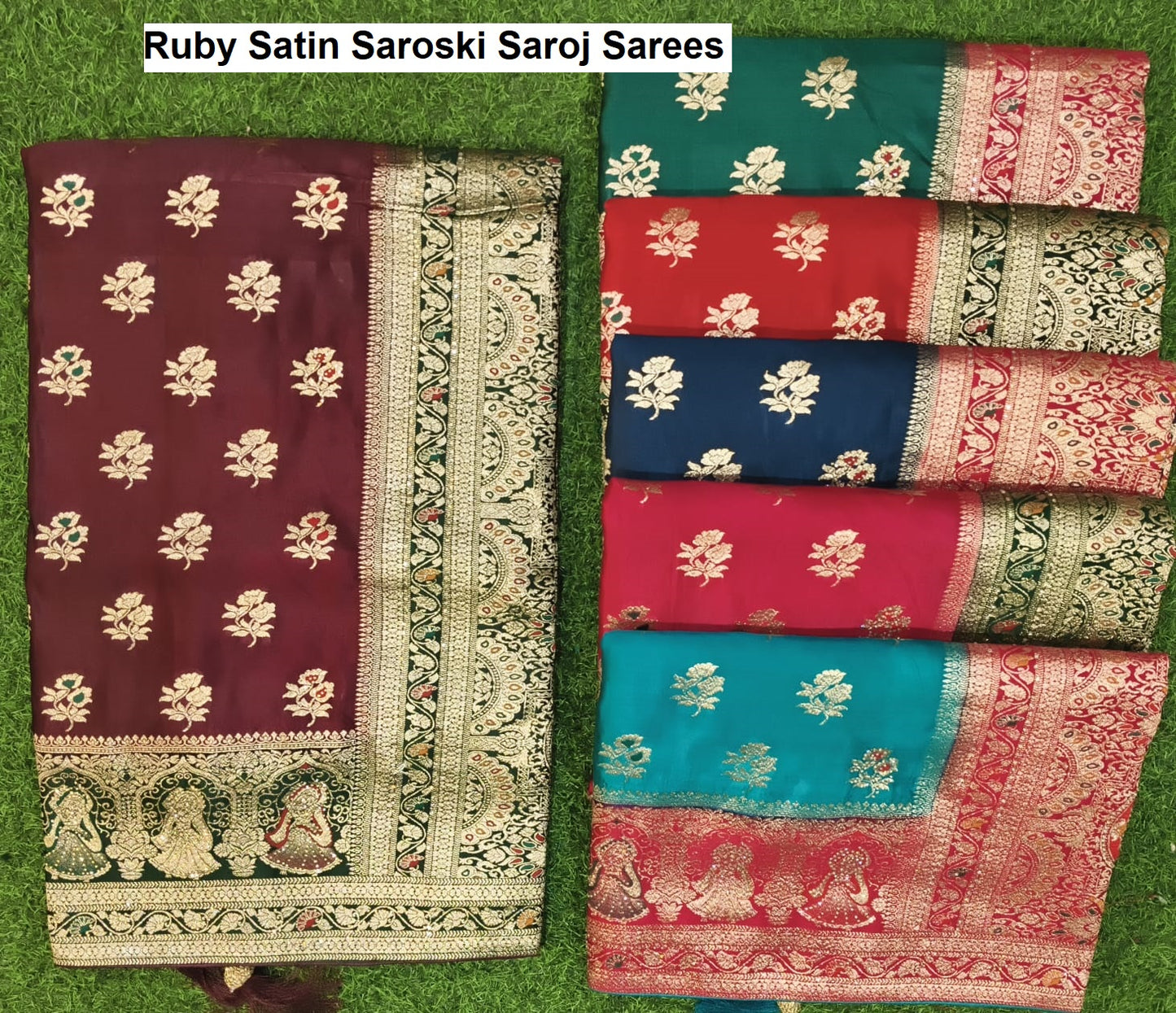 Ruby Satin Saroski Saroj Sarees Exporter
