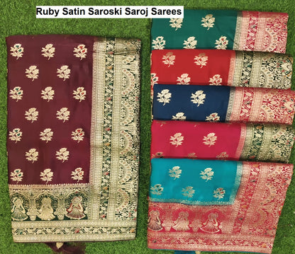 Ruby Satin Saroski Saroj Sarees Exporter