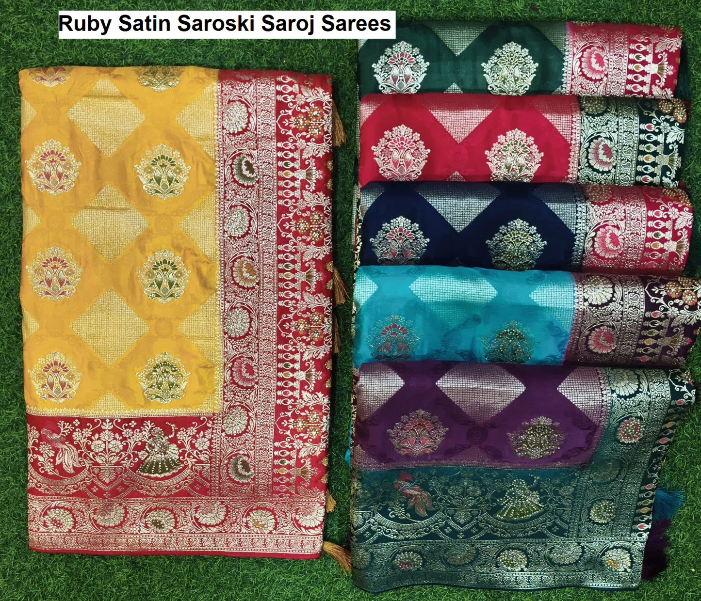 Ruby Satin Saroski Saroj Sarees Exporter