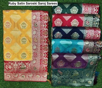 Ruby Satin Saroski Saroj Sarees Exporter