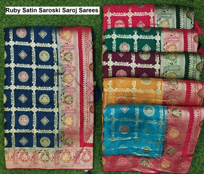 Ruby Satin Saroski Saroj Sarees Exporter