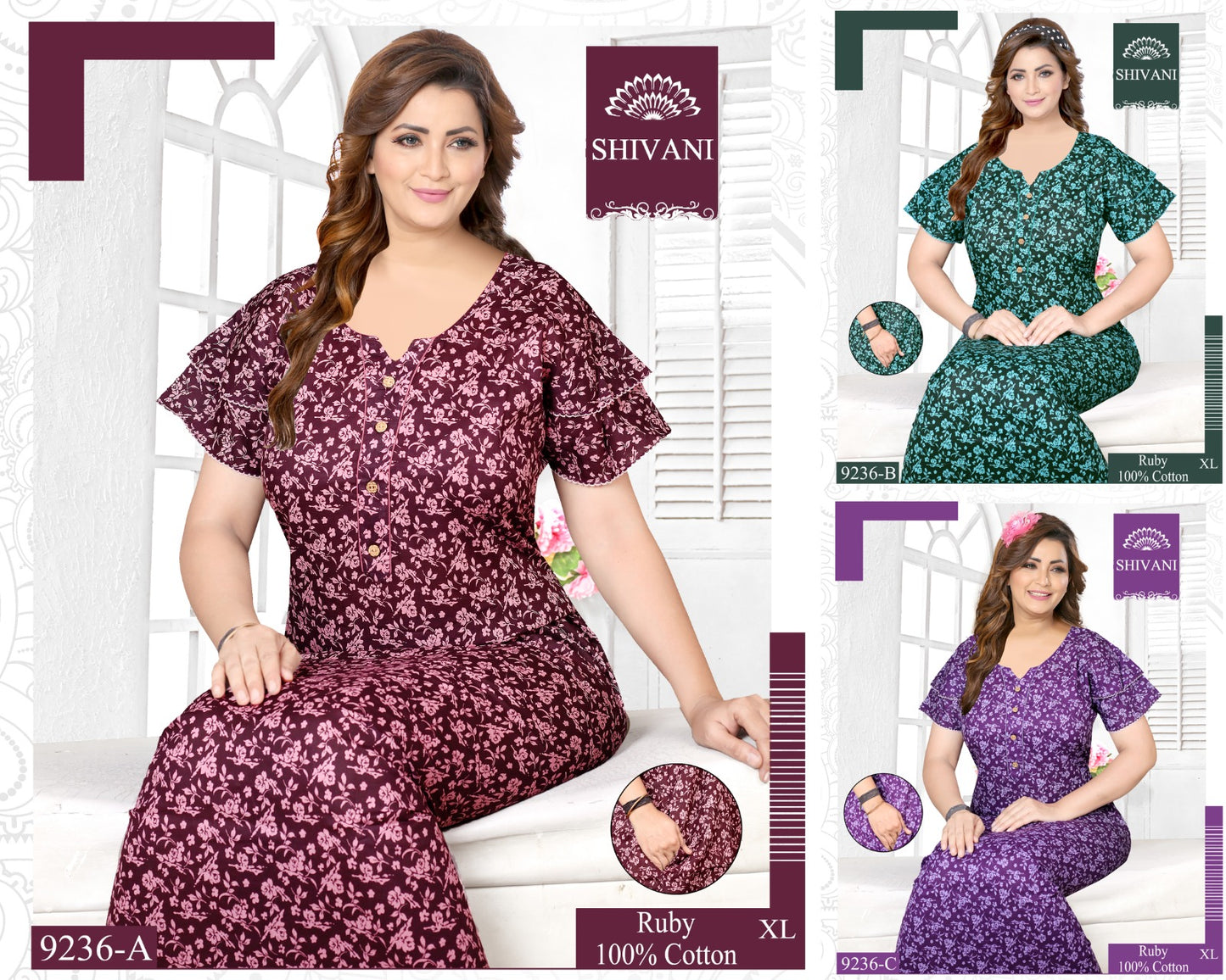 Ruby Shivani Cotton Night Gowns Exporter