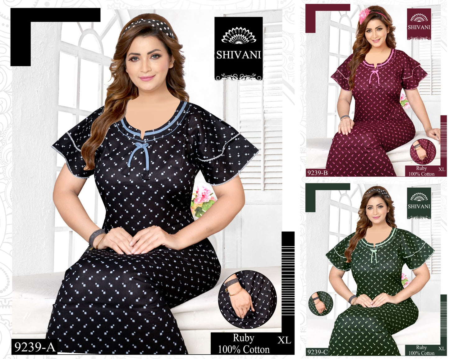 Ruby Shivani Cotton Night Gowns Exporter