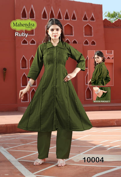 Ruby Vol 1 Mahendra Fashion Vatican Kurti Pant Set Wholesaler Ahmedabad