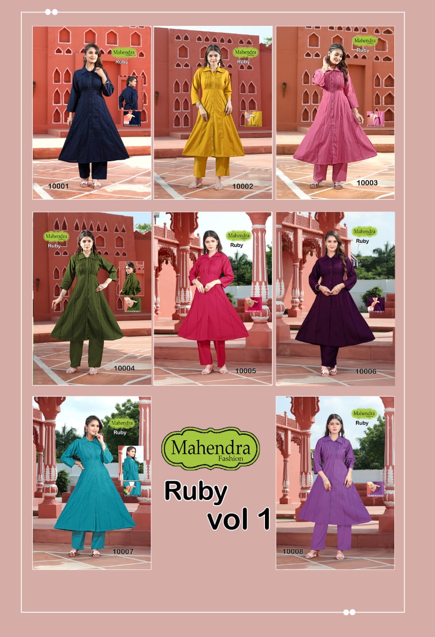 Ruby Vol 1 Mahendra Fashion Vatican Kurti Pant Set Wholesaler Ahmedabad
