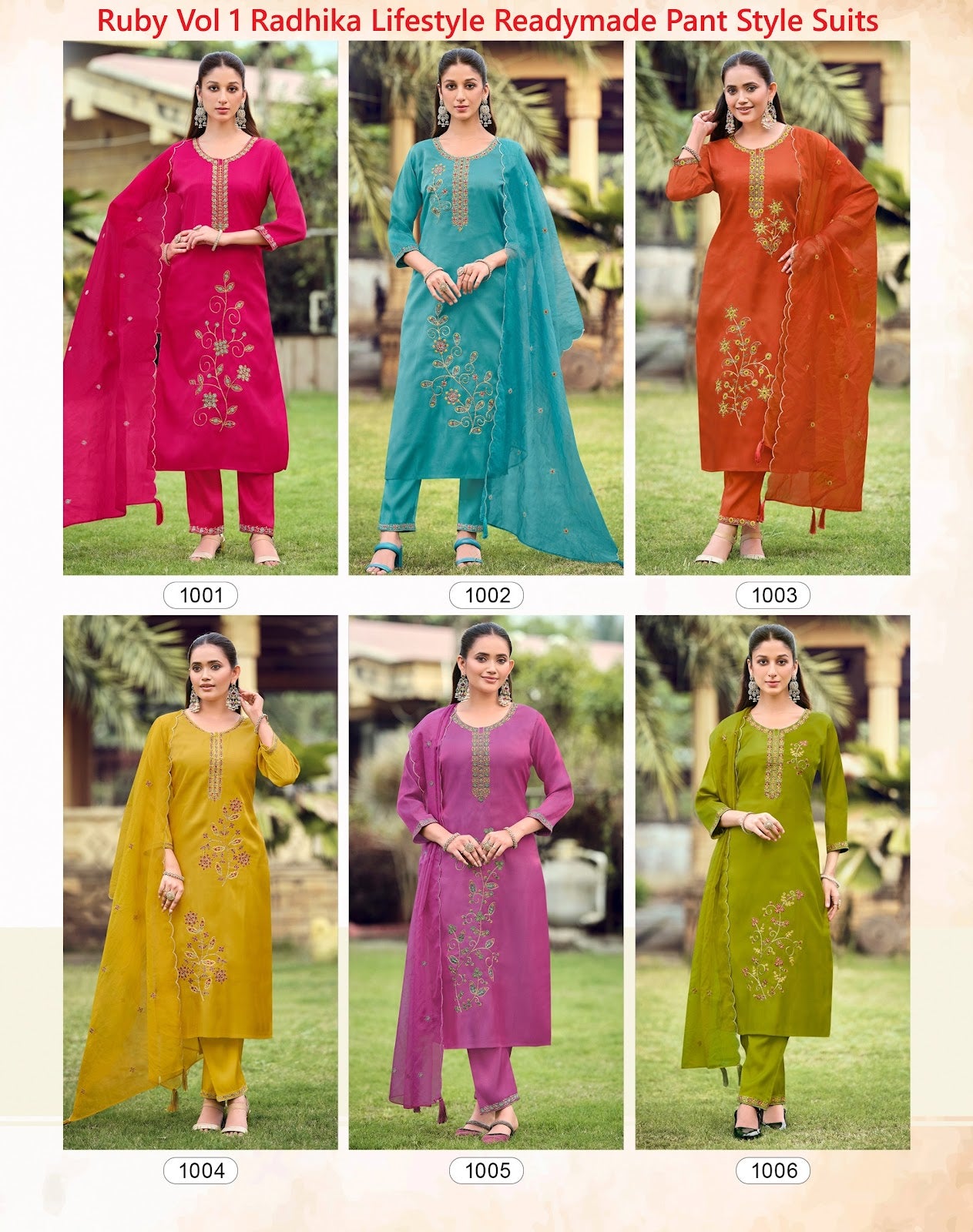 Ruby Vol 1 Radhika Lifestyle Roman Readymade Pant Style Suits Wholesaler