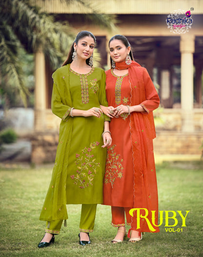 Ruby Vol 1 Radhika Lifestyle Roman Readymade Pant Style Suits Wholesaler