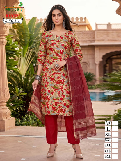 Ruchi Plus Size Kanha Vatican Readymade Pant Style Suits Wholesale Price