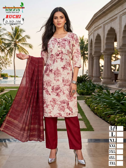 Ruchi Plus Size Kanha Vatican Readymade Pant Style Suits Wholesale Price
