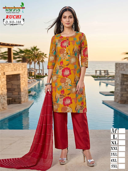 Ruchi Plus Size Kanha Vatican Readymade Pant Style Suits Wholesale Price