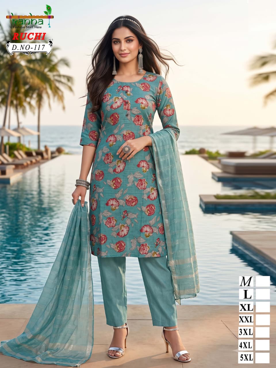 Ruchi Plus Size Kanha Vatican Readymade Pant Style Suits Wholesale Price