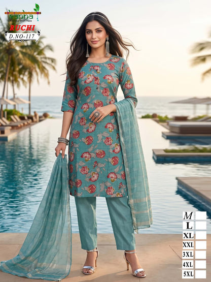 Ruchi Plus Size Kanha Vatican Readymade Pant Style Suits Wholesale Price