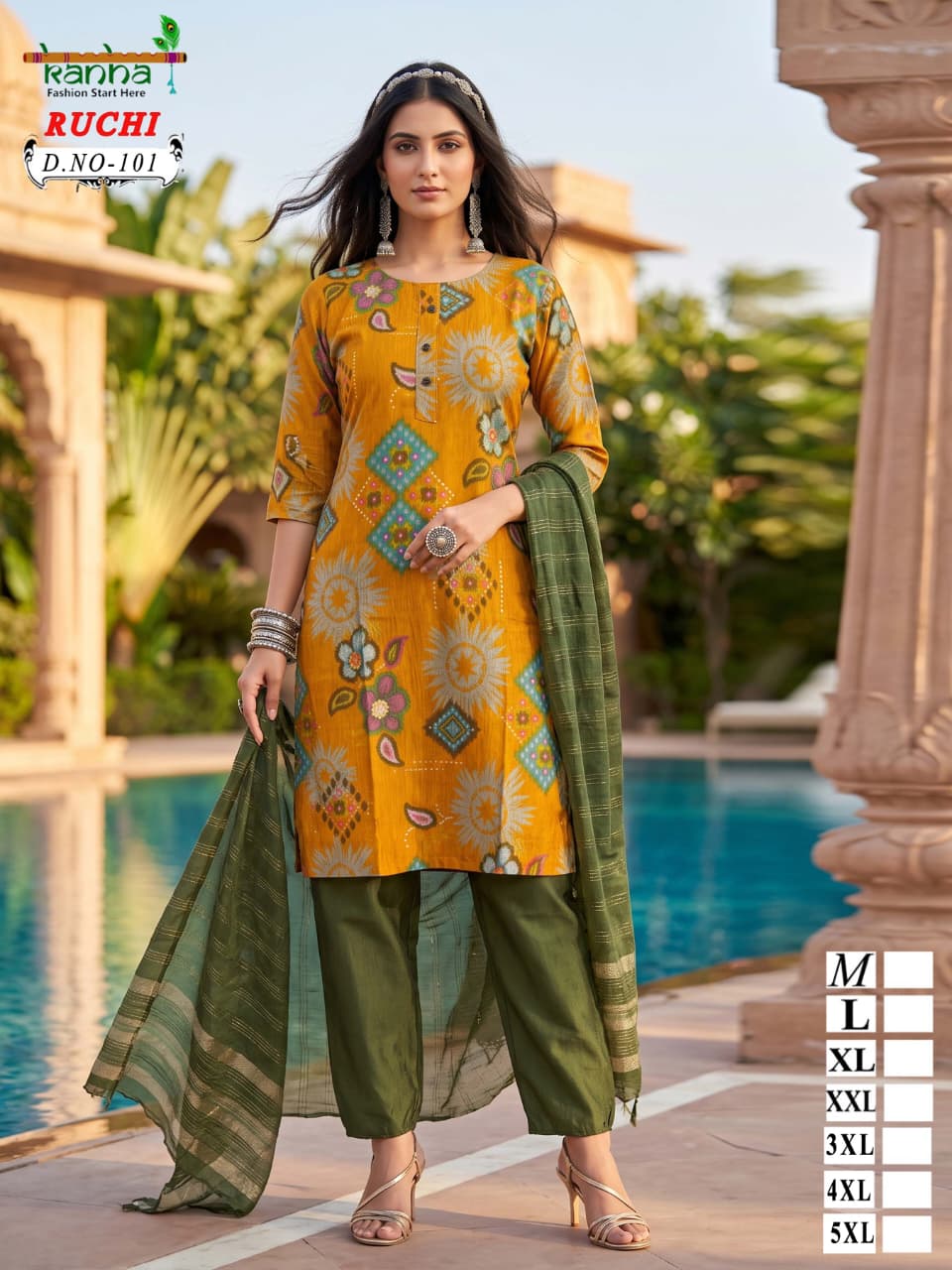 Ruchi Plus Size Kanha Vatican Readymade Pant Style Suits Wholesale Price