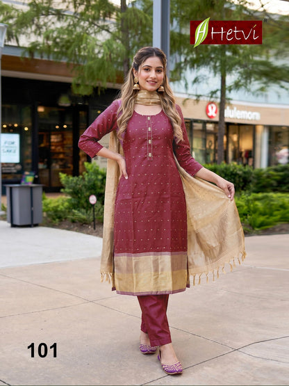 Ruchika Hetvi Jam Silk Readymade Pant Style Suits Manufacturer India