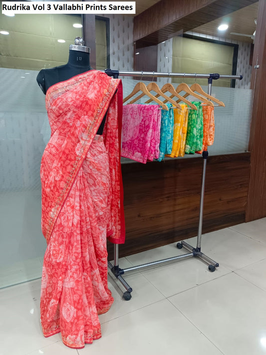 Rudrika Vol 3 Vallabhi Prints Georgette Sarees Wholesaler India