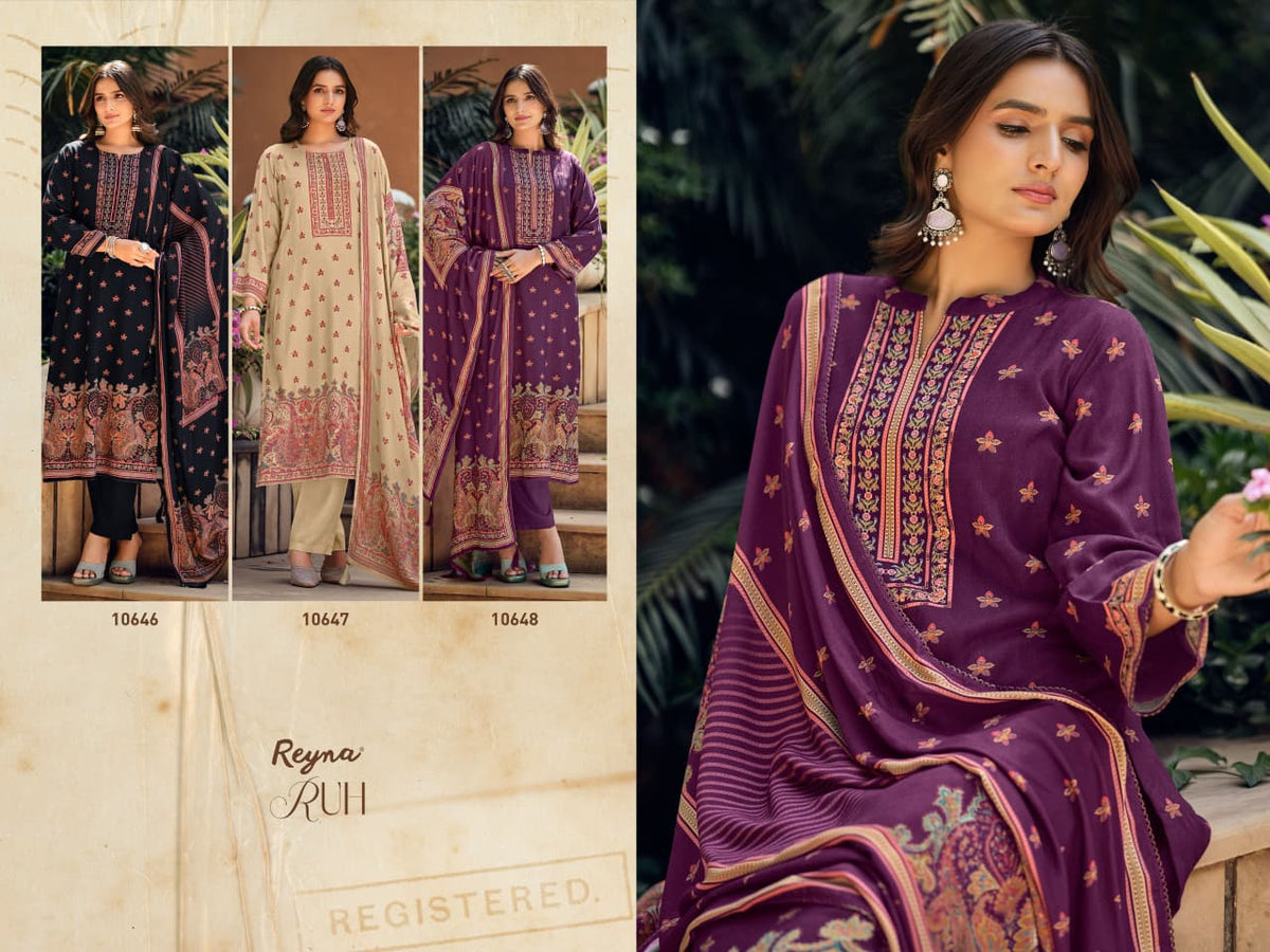 Ruh Reyna Twill Pashmina Suits Wholesaler Gujarat