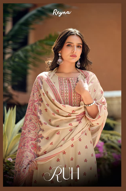 Ruh Reyna Twill Pashmina Suits Wholesaler Gujarat