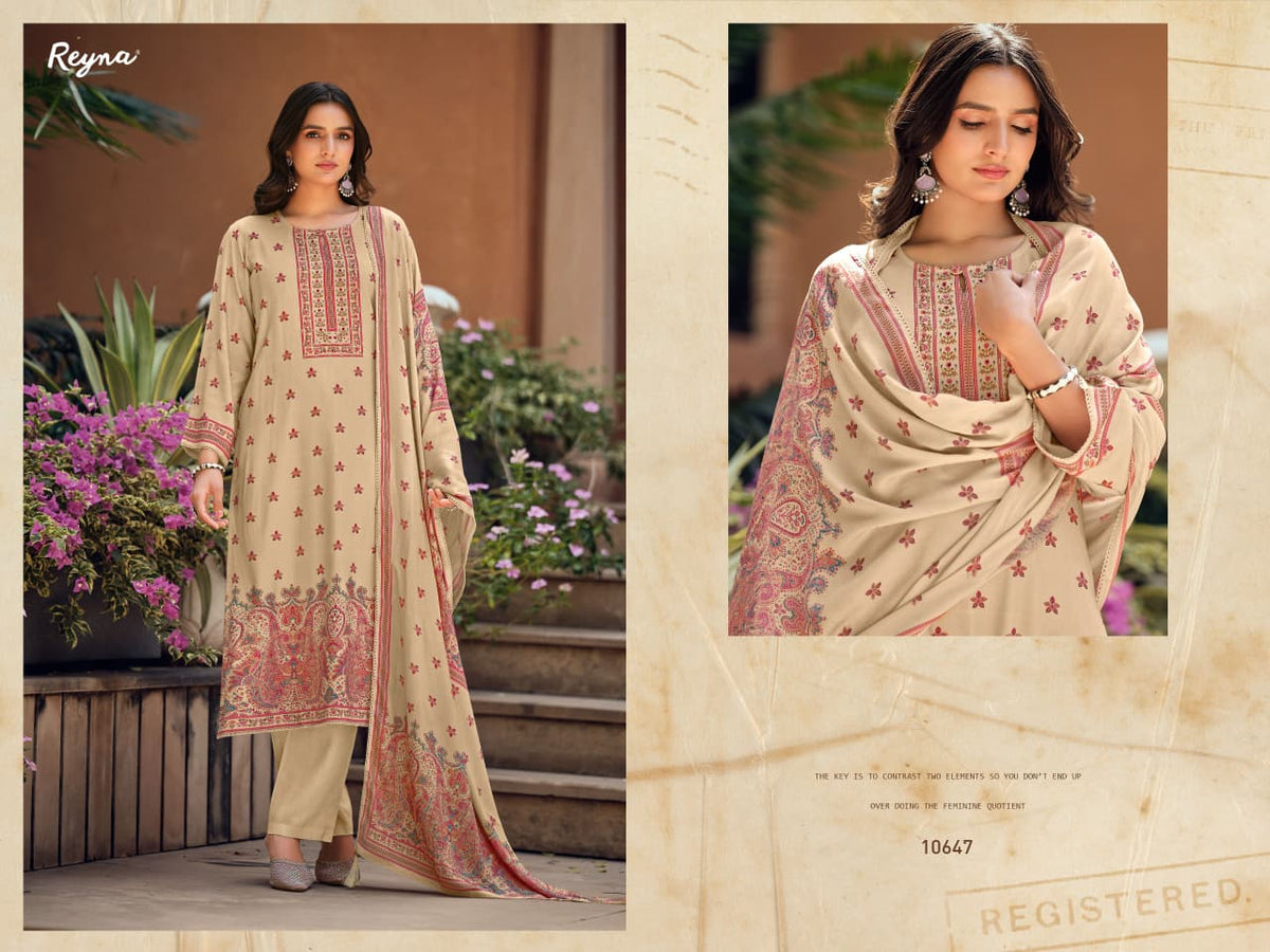 Ruh Reyna Twill Pashmina Suits Wholesaler Gujarat