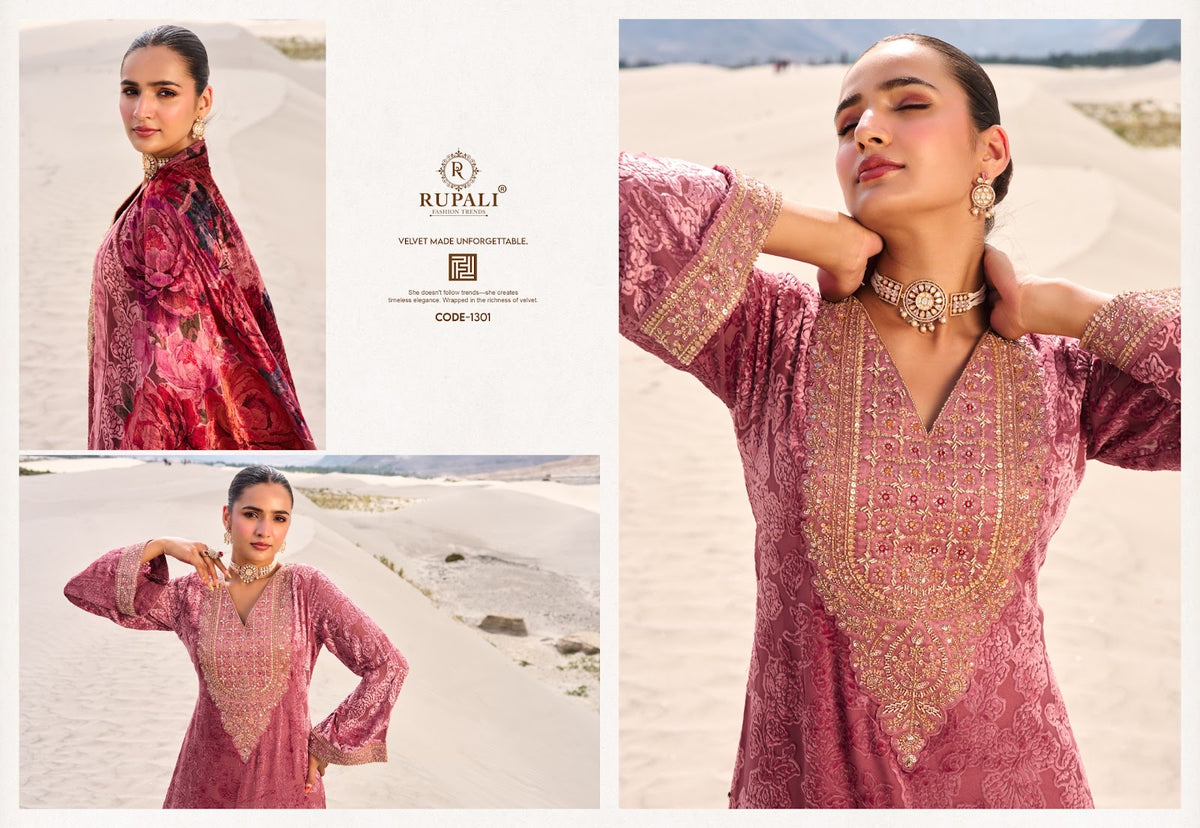 Ruh Rupali Viscose Velvet Suits Manufacturer India