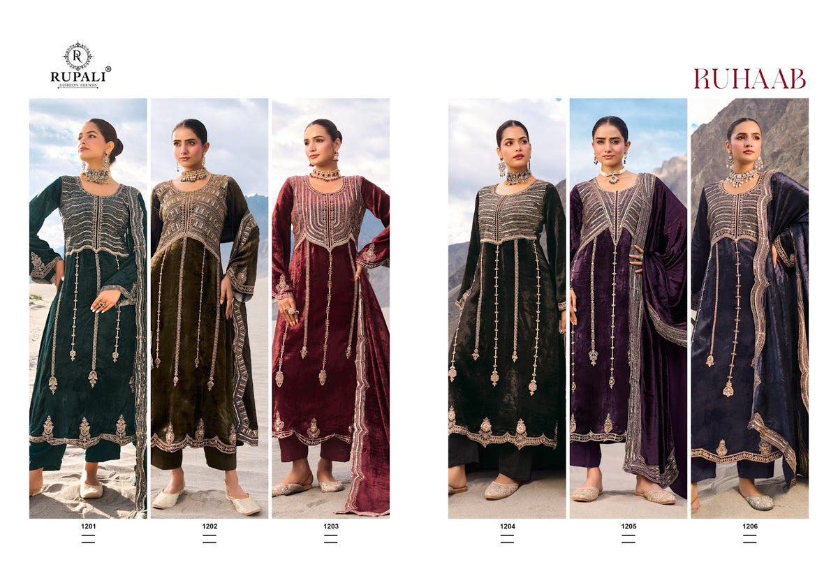 Ruhaab Rupali Viscose Velvet Suits Exporter Gujarat