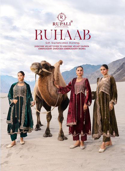 Ruhaab Rupali Viscose Velvet Suits Exporter Gujarat