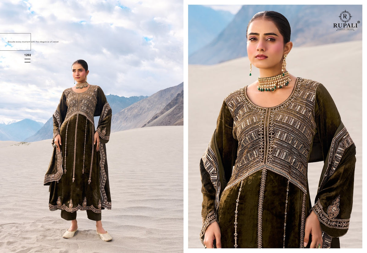 Ruhaab Rupali Viscose Velvet Suits Exporter Gujarat