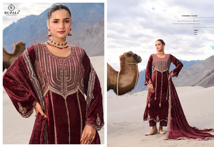 Ruhaab Rupali Viscose Velvet Suits Exporter Gujarat