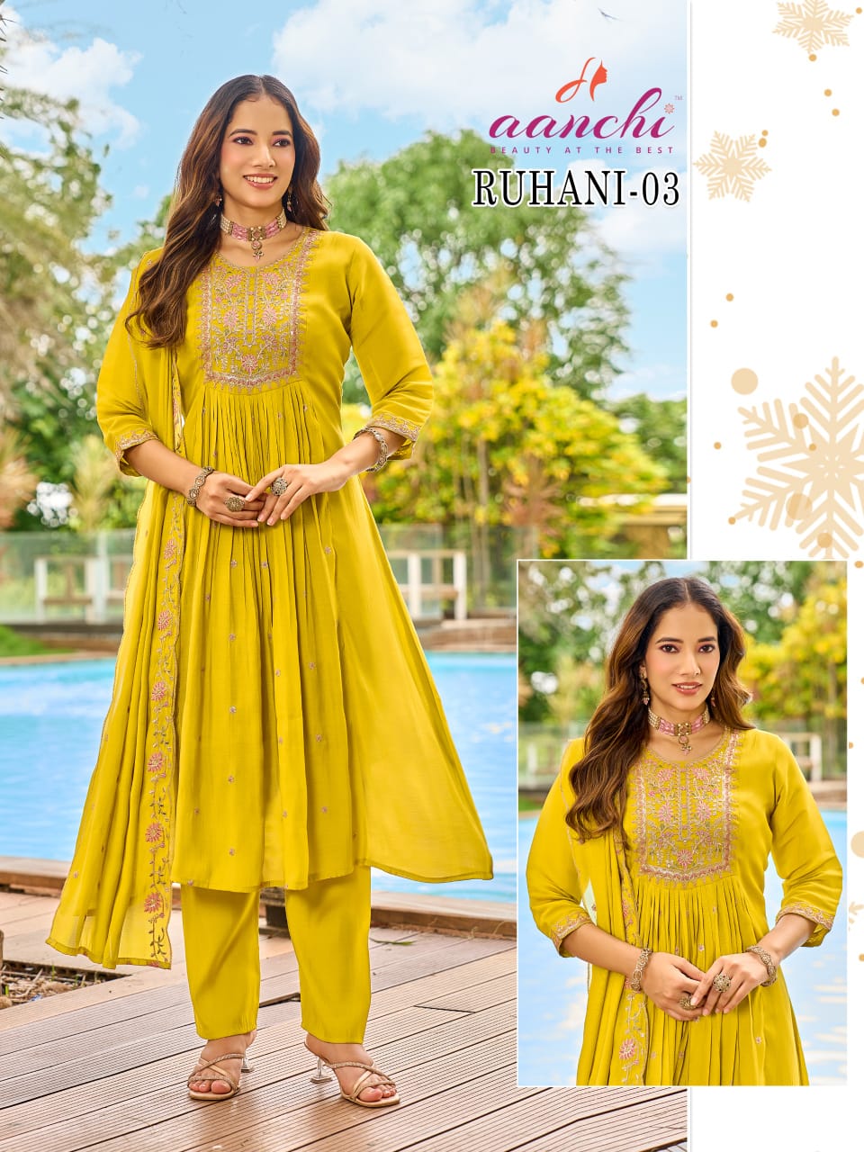 Ruhani Aanchi Mul Chanderi Readymade Anarkali Suits Exporter