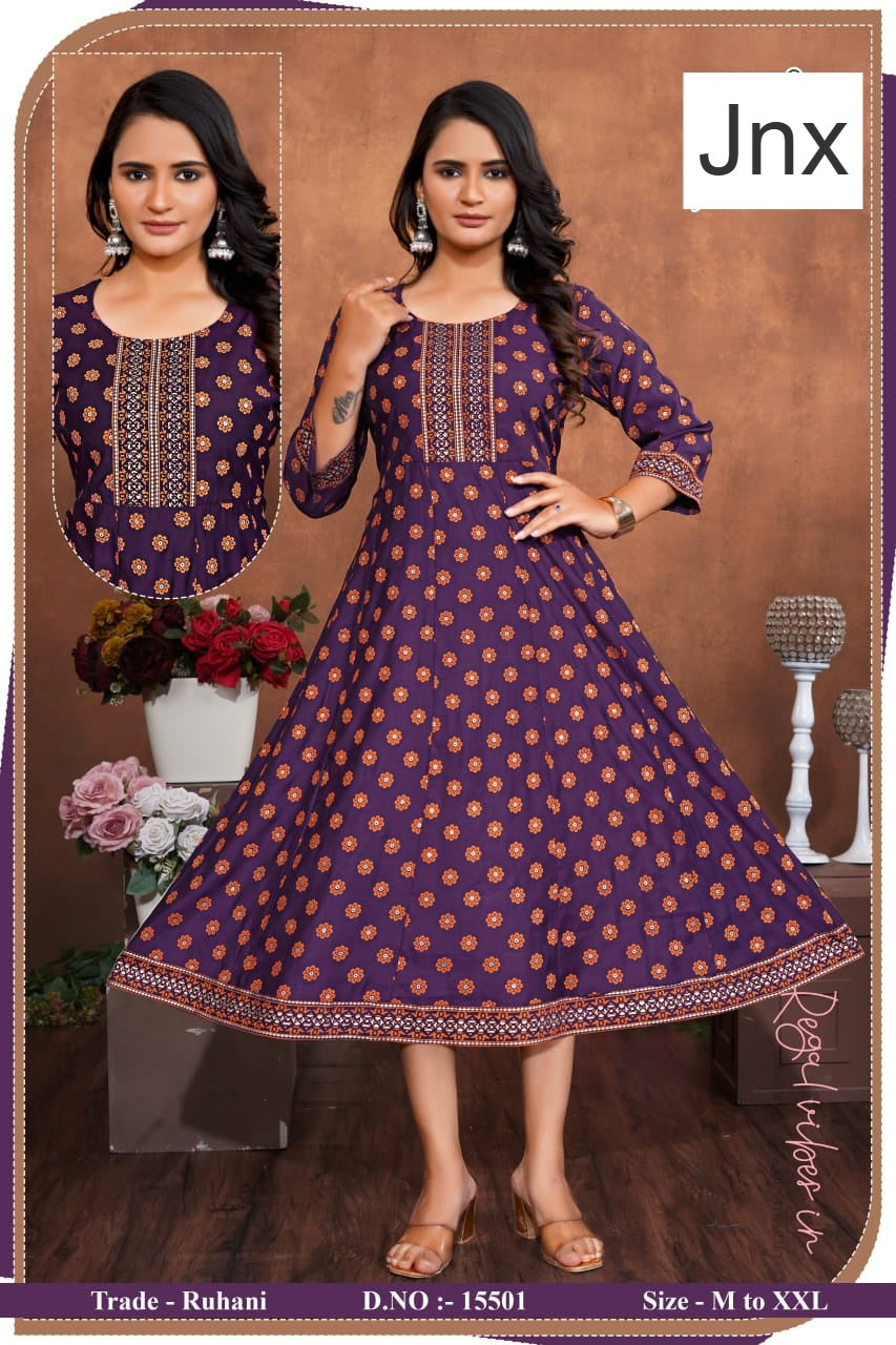 Ruhani Jnx Roman Anarkali Kurtis Wholesale Rate