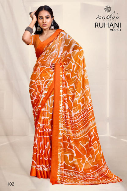 Ruhani Kashvi Creation Dull Moss Sarees Exporter Ahmedabad