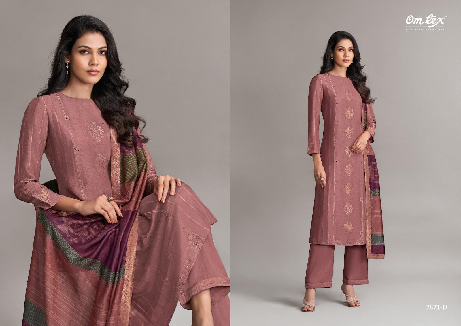 Ruhani Raas Omtex Muslin Jacquard Pant Style Suits Wholesale