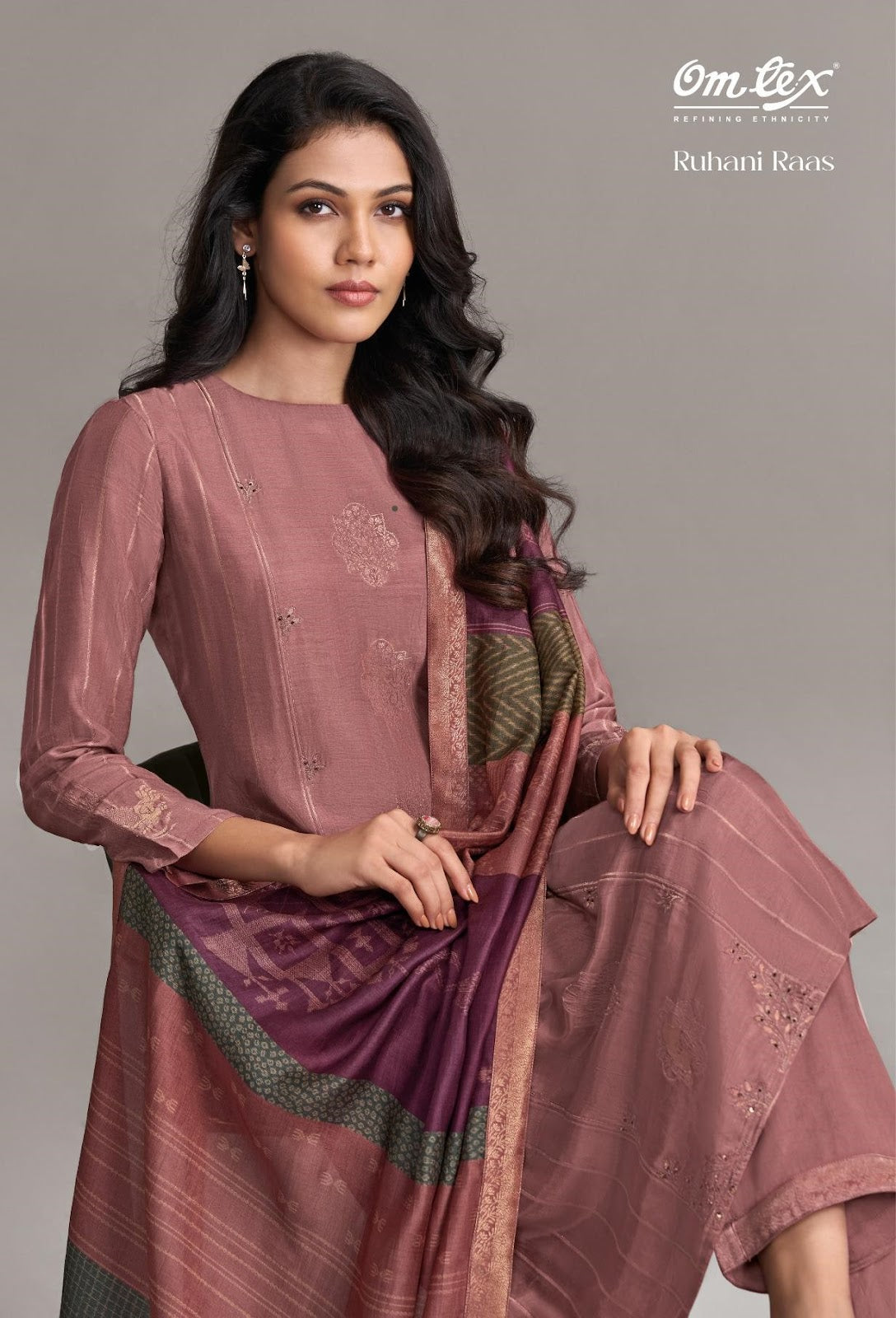 Ruhani Raas Omtex Muslin Jacquard Pant Style Suits Wholesale