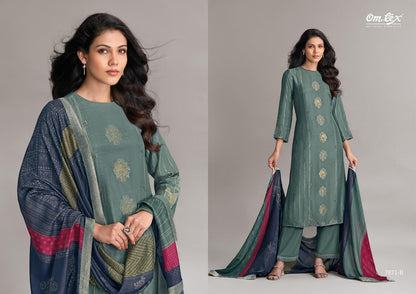 Ruhani Raas Omtex Muslin Jacquard Pant Style Suits Wholesale
