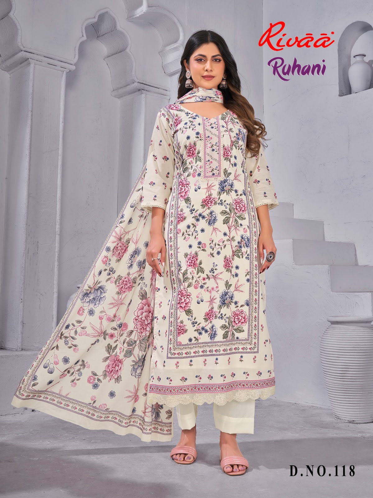 Ruhani Rivaa Cotton Pant Style Suits Supplier